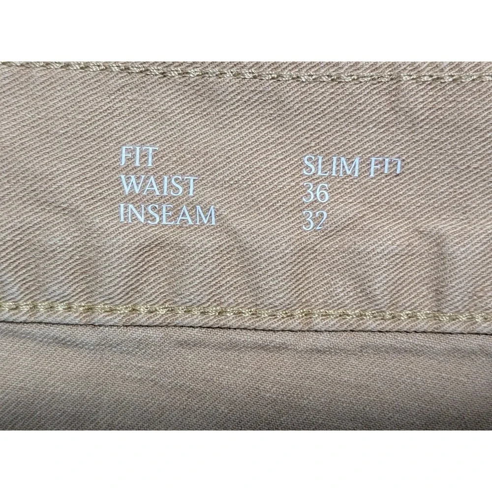 Banana Republic Washwell Mens 36x32 Pants Linen Workwear Khaki Slim Fit Blend